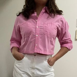 Zara cropped pink Oxford button up